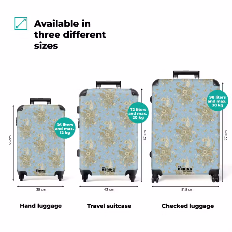 Suitcase - Classic bouquet pattern blue — 3