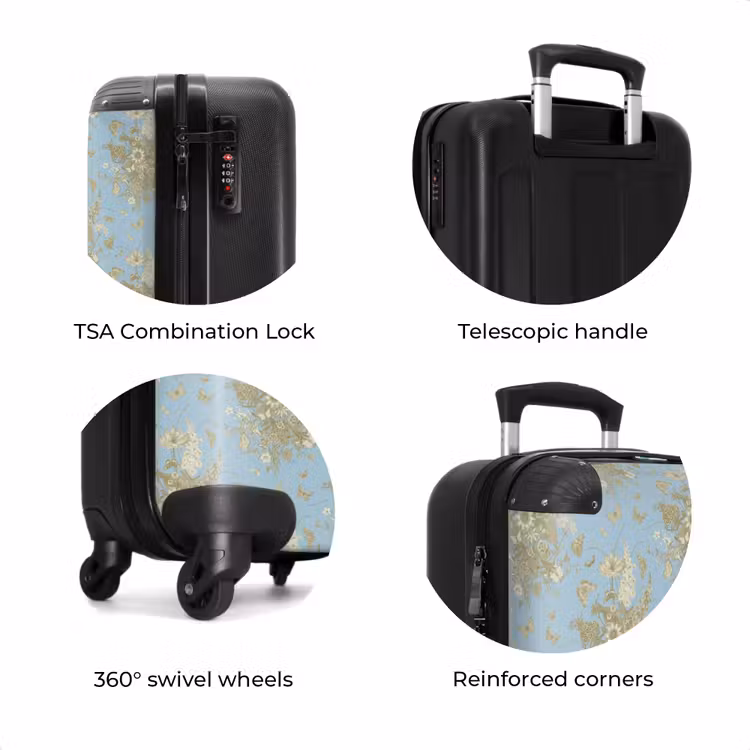 Suitcase - Classic bouquet pattern blue — 8