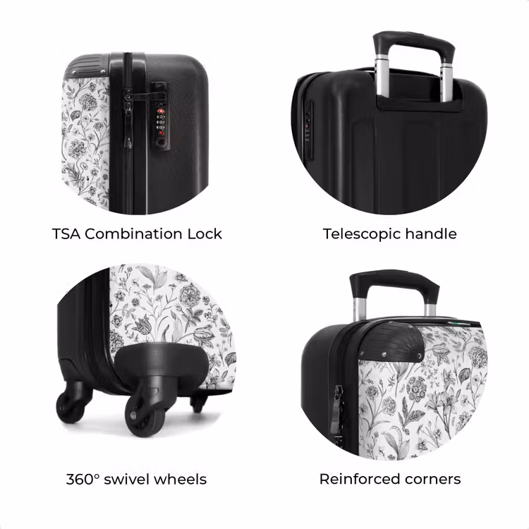 Suitcase - Classic floral pattern black and white — 8