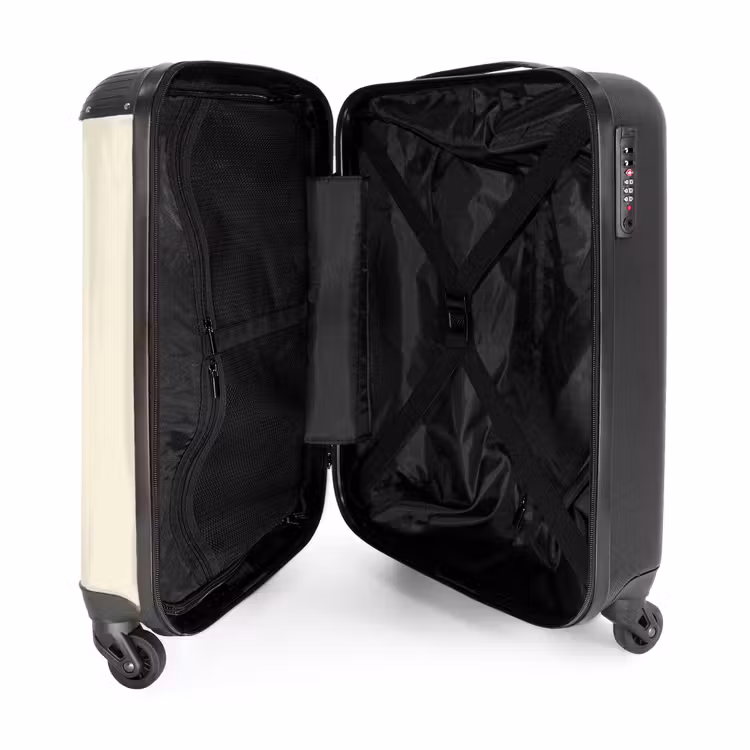 Suitcase - Cream background with central tricolor stripe and text Travel — 4