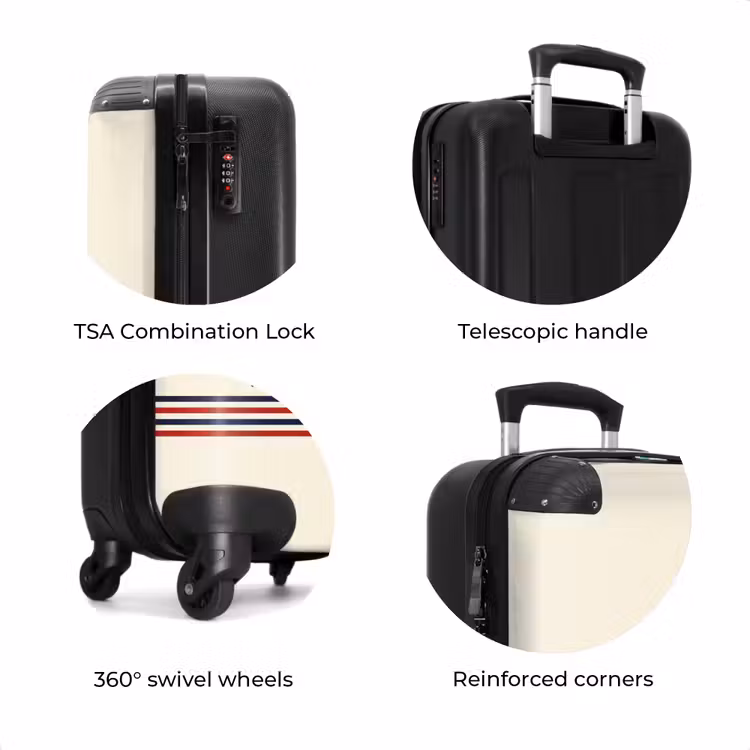 Suitcase - Cream background with red text and tri-color stripe at bottom — 7