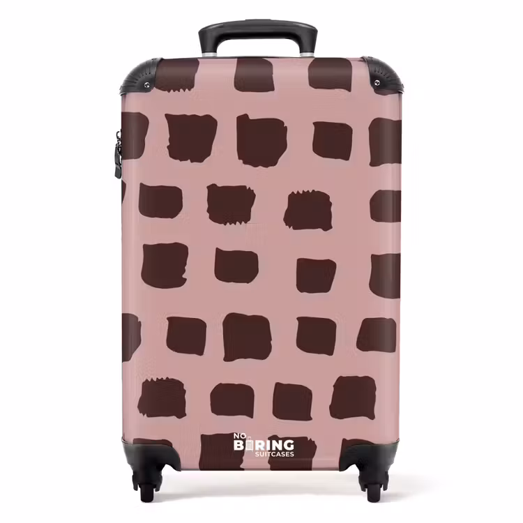 Suitcase - Dark brown block shapes on old pink background — 1