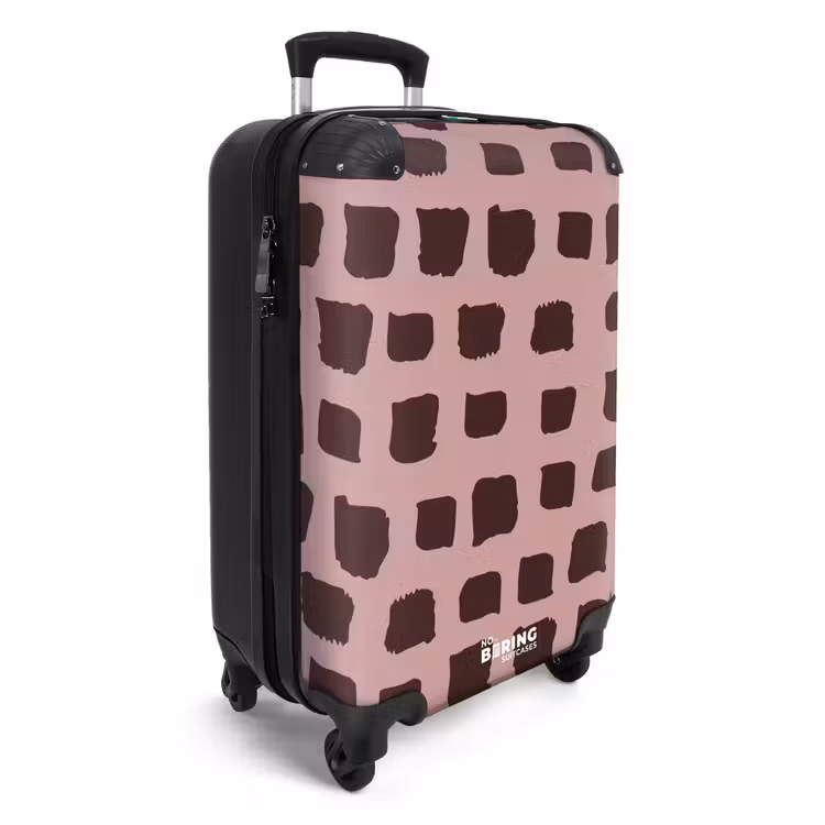 Suitcase - Dark brown block shapes on old pink background — 2