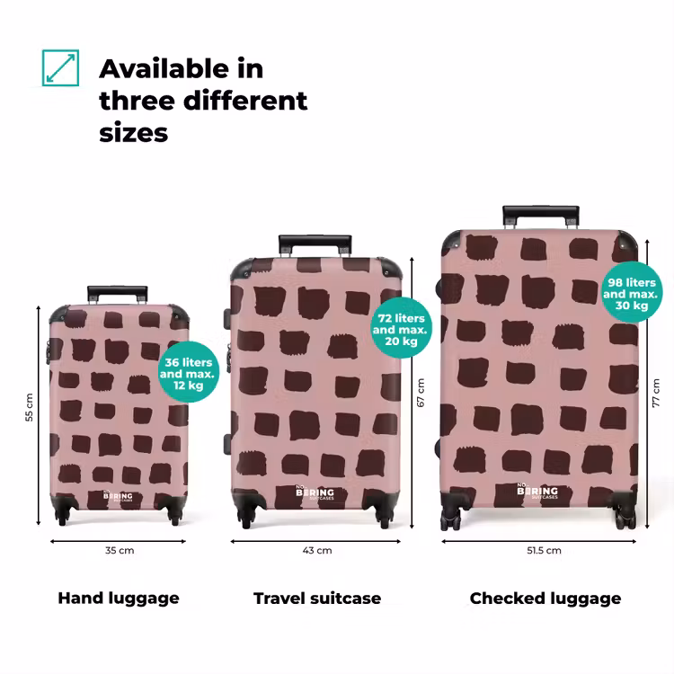 Suitcase - Dark brown block shapes on old pink background — 3