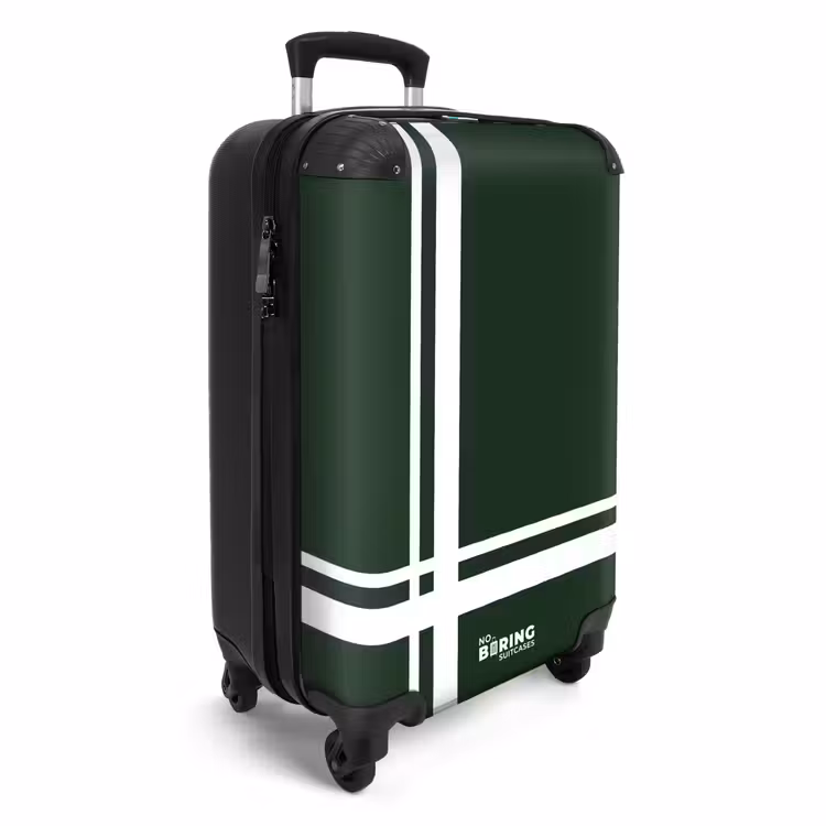 Suitcase - Dark green background with white cross pattern at lower left — 2