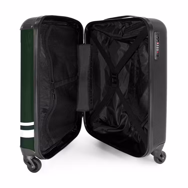 Suitcase - Dark green background with white cross pattern at lower left — 4