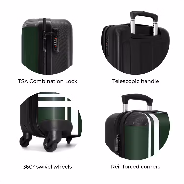 Suitcase - Dark green background with white cross pattern at lower left — 7