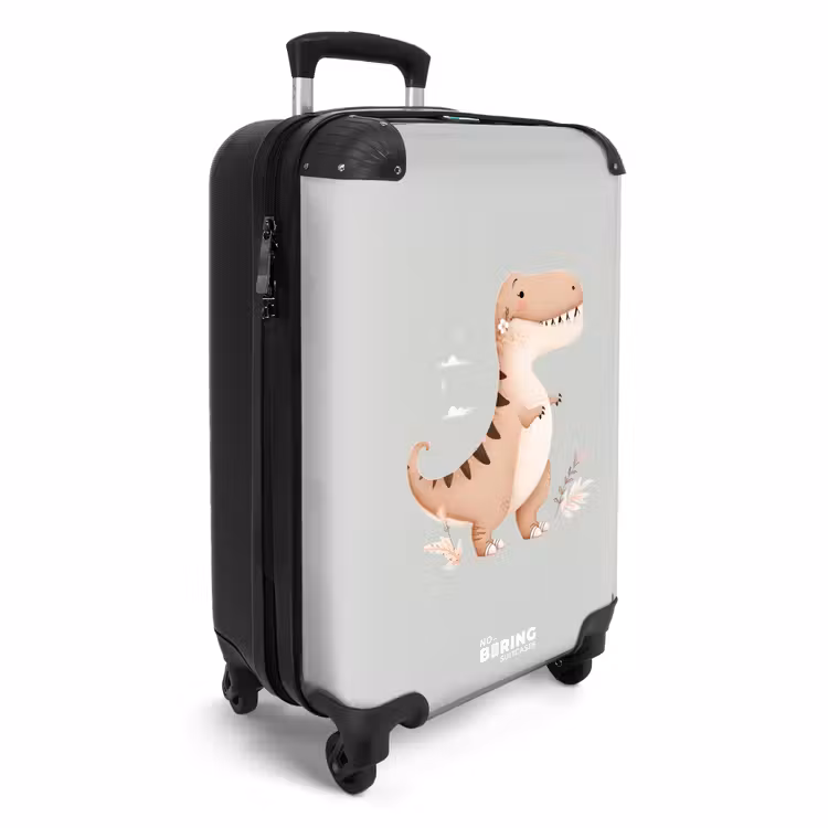 Suitcase - Dino in beige and gray colors — 2
