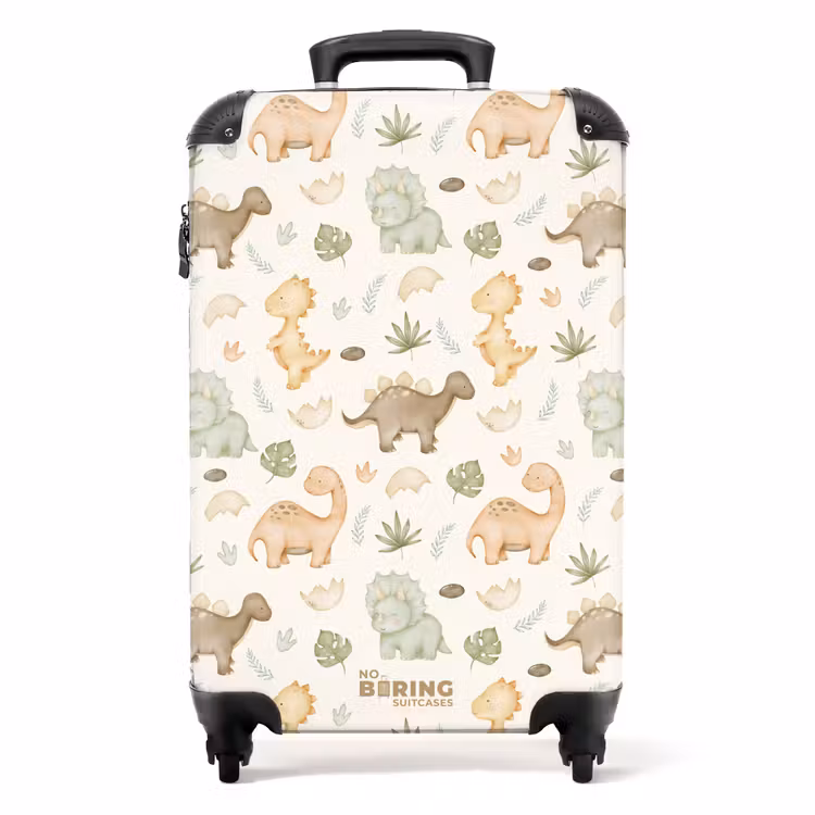 Suitcase - Dino pattern in pastel colors — 1