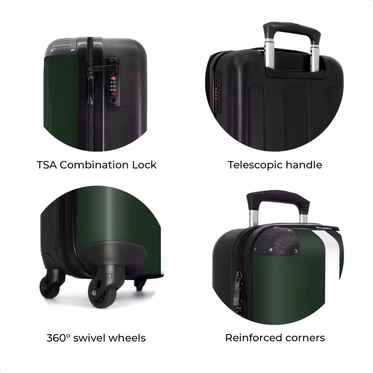 Suitcase - Green background with double white vertical stripes — 7