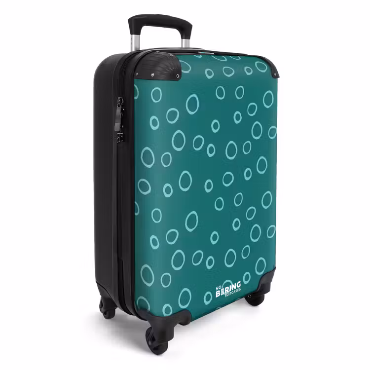 Suitcase - Light blue circles on dark green background — 2