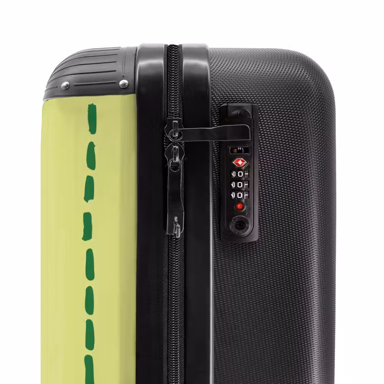 Suitcase - Lime green background with dark green stripes — 6