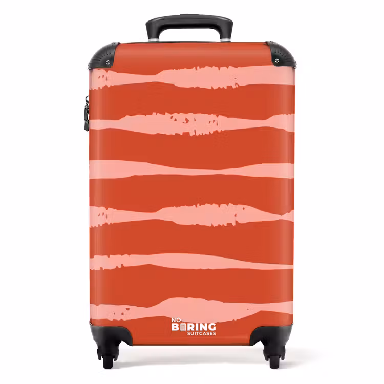 Suitcase - Playful stripes on red background — 1
