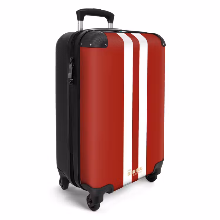 Suitcase - Red background with double white center stripe — 2