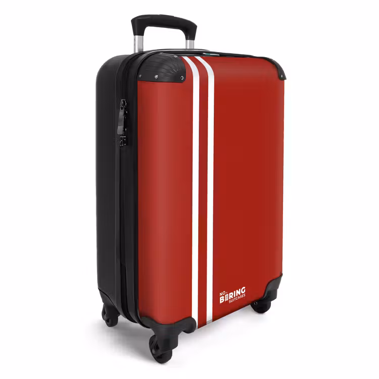 Suitcase - Red background with double white side stripes on the left — 2