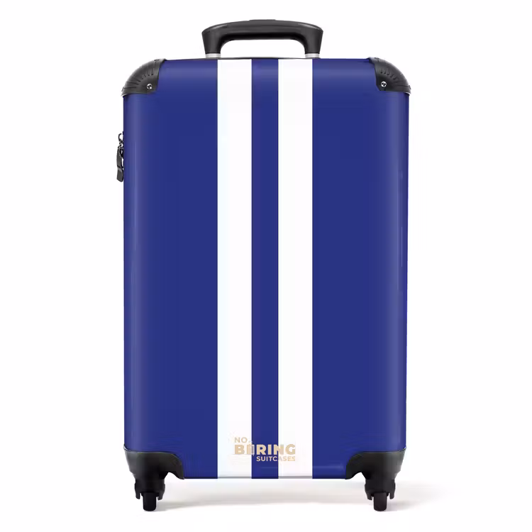 Suitcase - Royal blue background with double white center stripe — 1