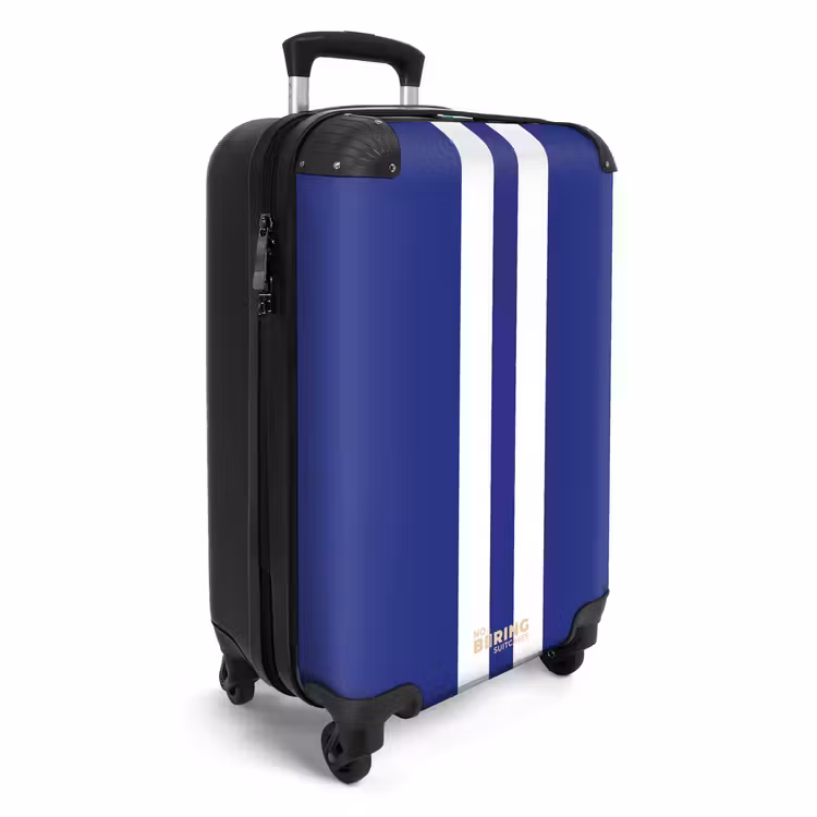 Suitcase - Royal blue background with double white center stripe — 2