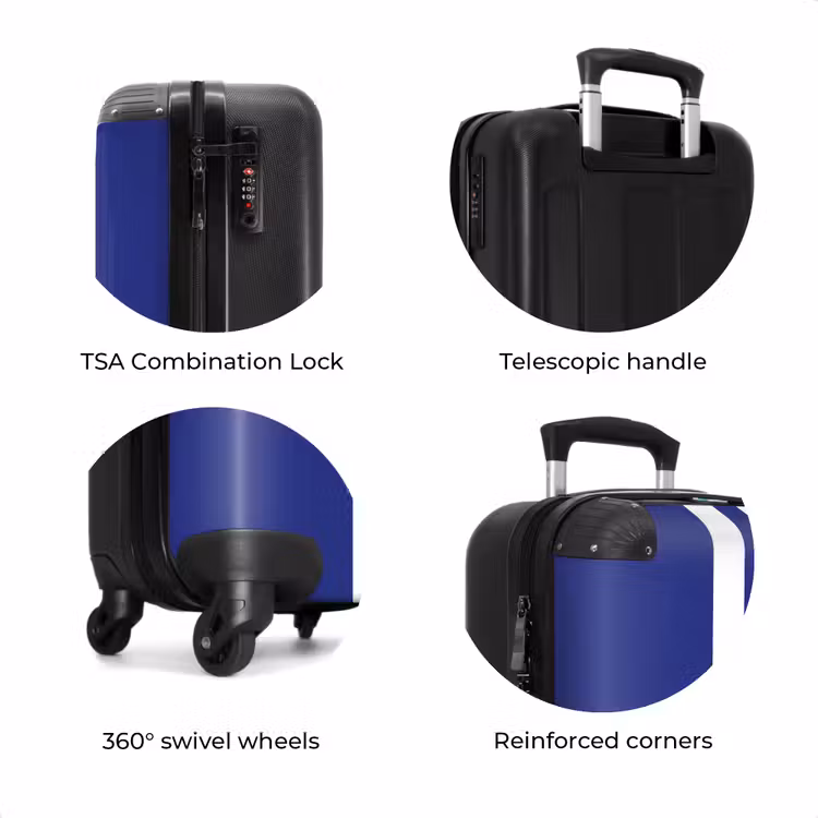 Suitcase - Royal blue background with double white center stripe — 7