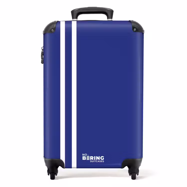Suitcase - Royal blue background with double white side stripes on the left — 1
