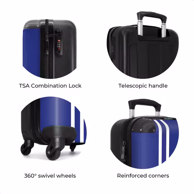 Suitcase - Royal blue background with double white side stripes on the left — 7