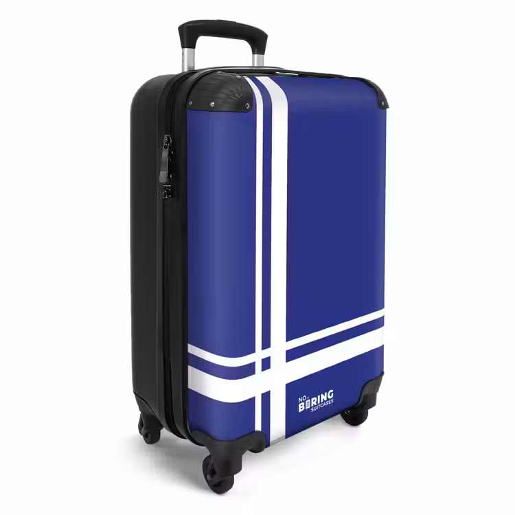 Suitcase - Royal blue background with white grid at lower left — 2