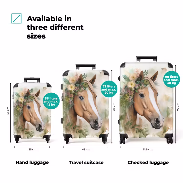 Suitcase - Suitcase - Horse - Flowers - Nature - Watercolor - Animals — 3