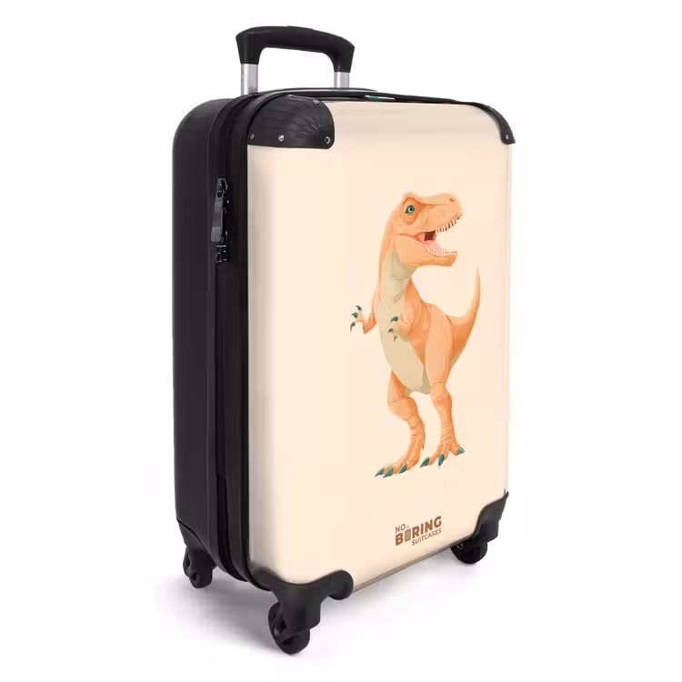 Suitcase - T-rex dino in orange colors — 2