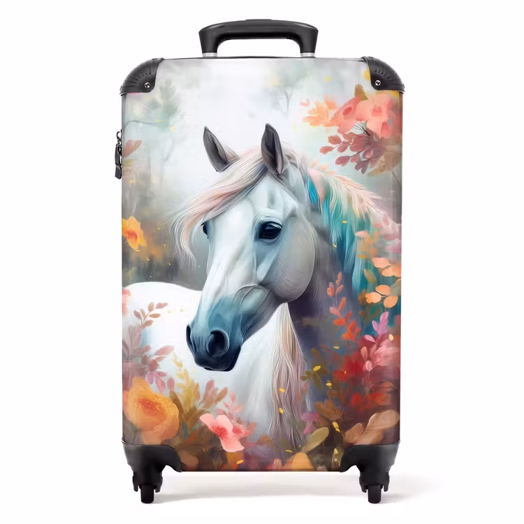 Suitcase - White horse surrounded by flowers — 1