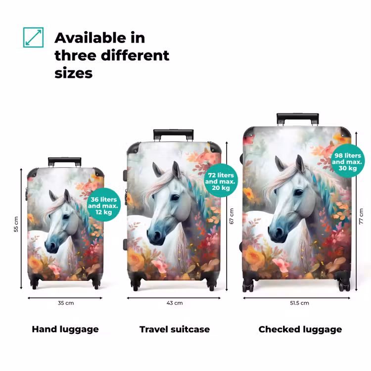 Suitcase - White horse surrounded by flowers — 3