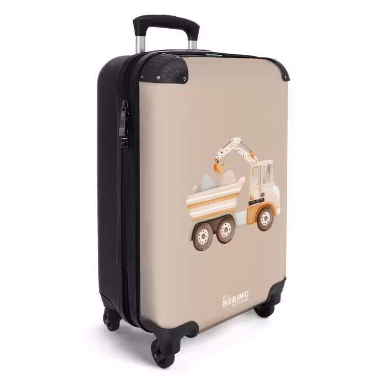 Suitcase - Yellow dump truck in neutral colors — 2