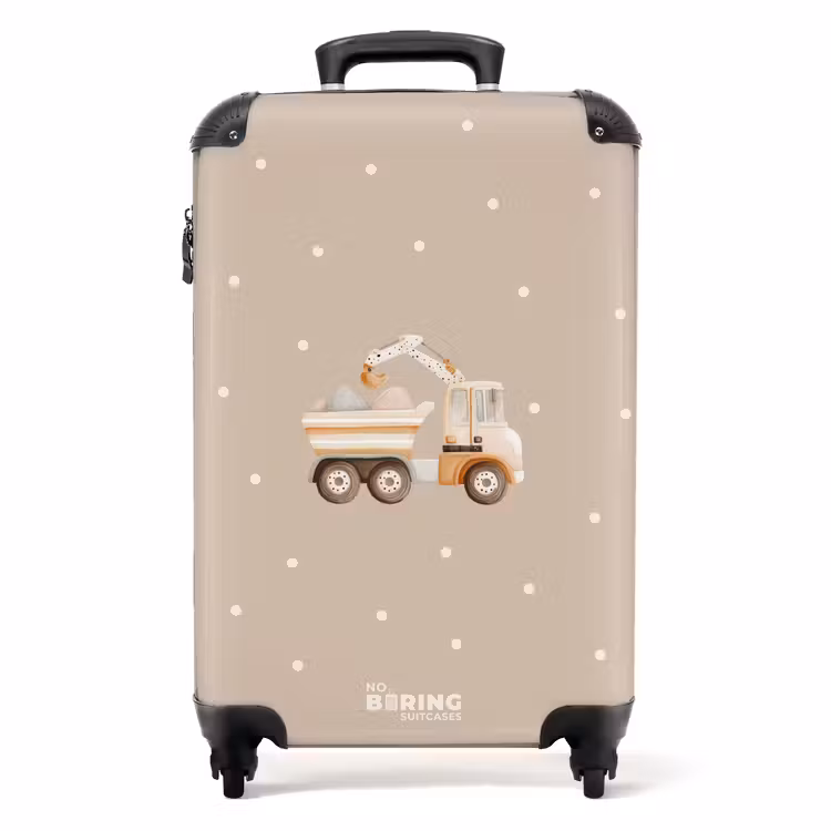 Suitcase - Yellow dump truck with stones and dot pattern — 1