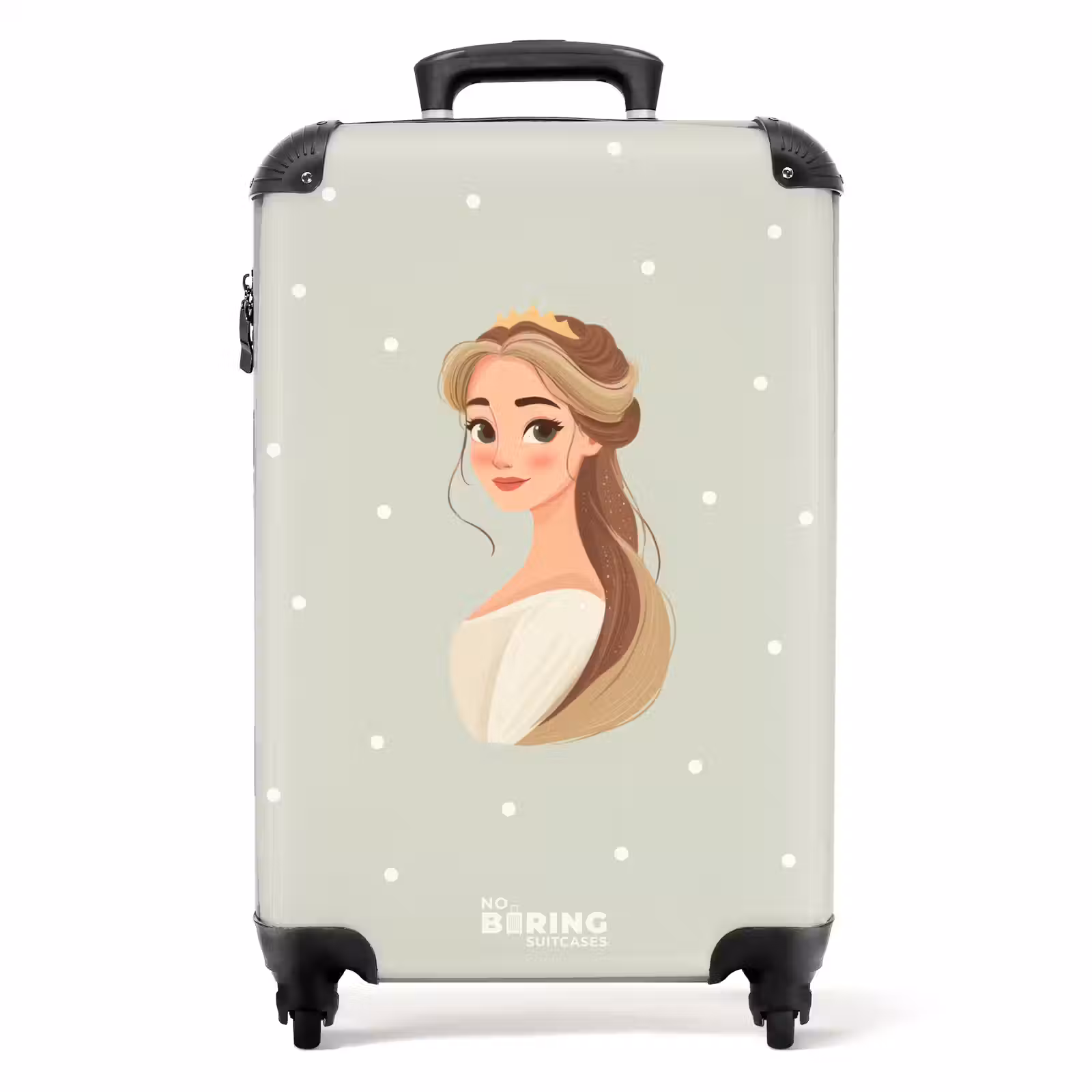 Suitcase - Princess with tiara on green polka dot background — 1