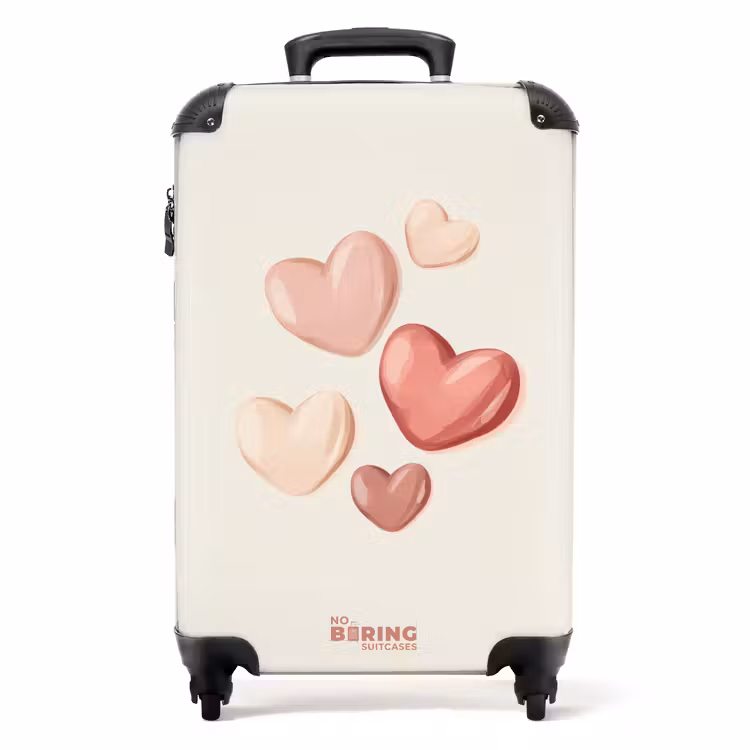 Suitcase - Floating hearts in soft shades of red and pink — 1