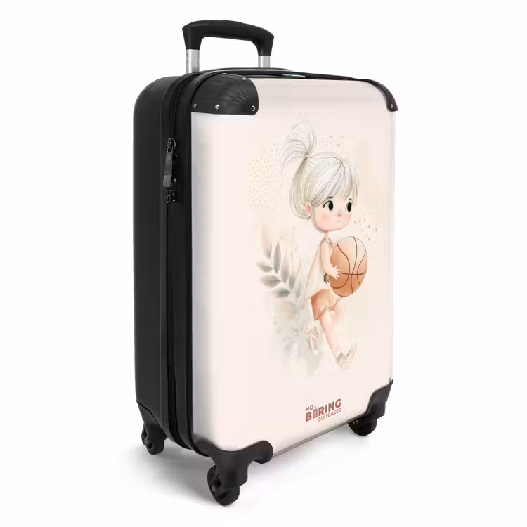 Suitcase - Girl with a basketball in neutral colors. — 2