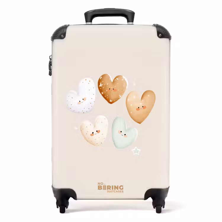 Suitcase - Hearts in soft beige tones — 1