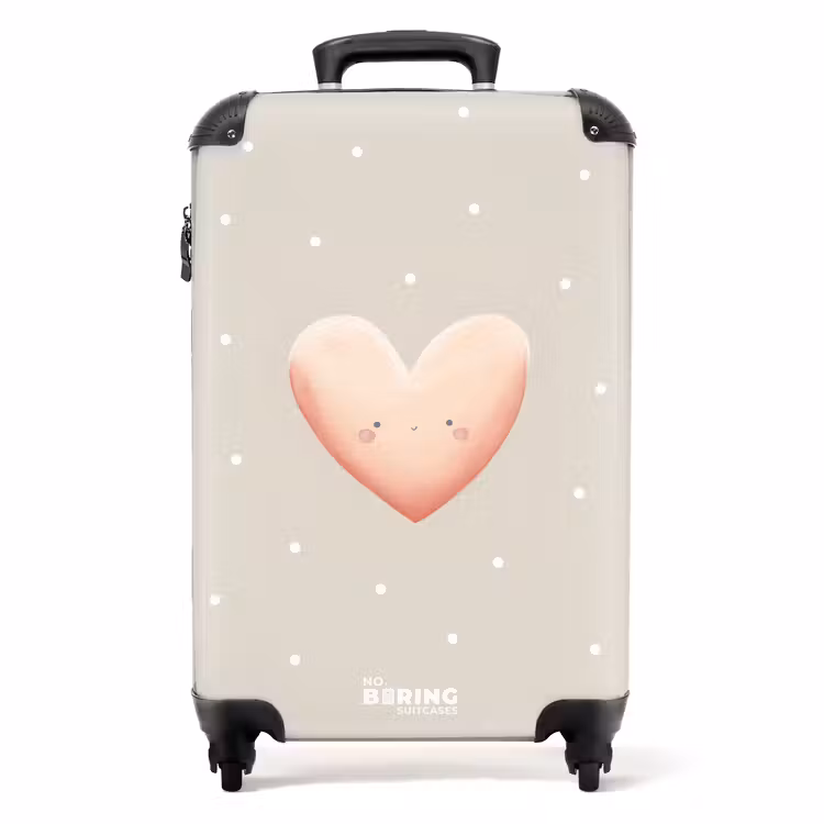Suitcase - Pink heart surrounded by beige dots — 1