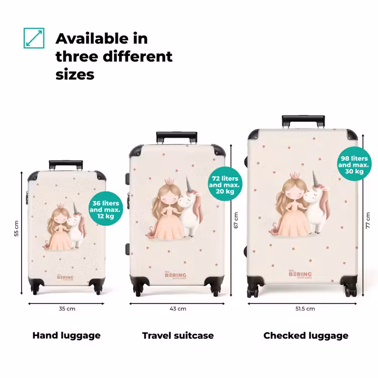 Suitcase - Princess and a unicorn in pastel colors — 3