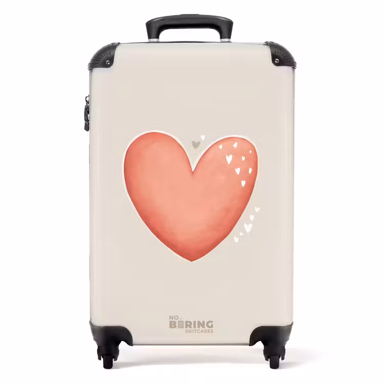 Suitcase - Red heart on a beige background — 1