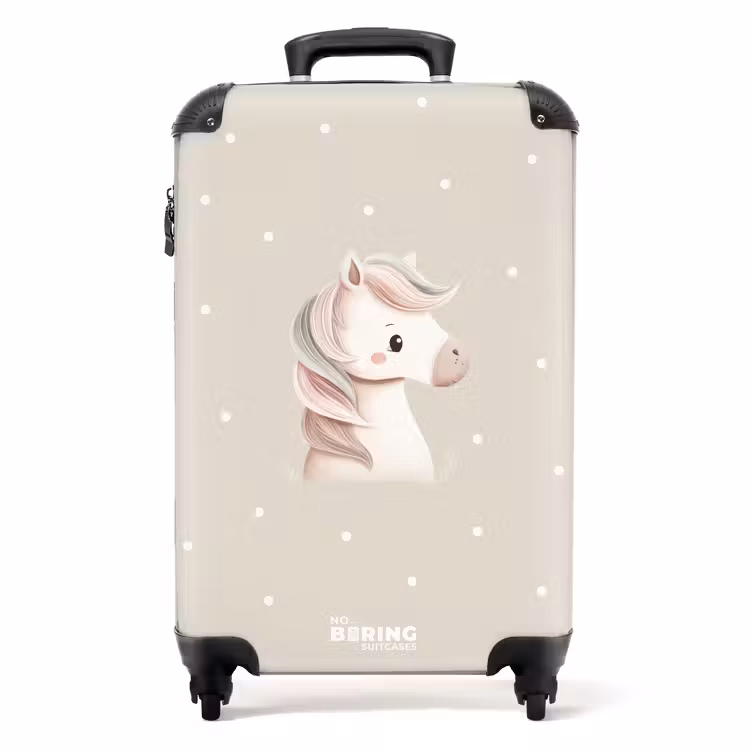 Suitcase - Unicorn surrounded by dots in beige colors — 1