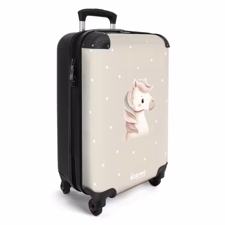 Suitcase - Unicorn surrounded by dots in beige colors — 2