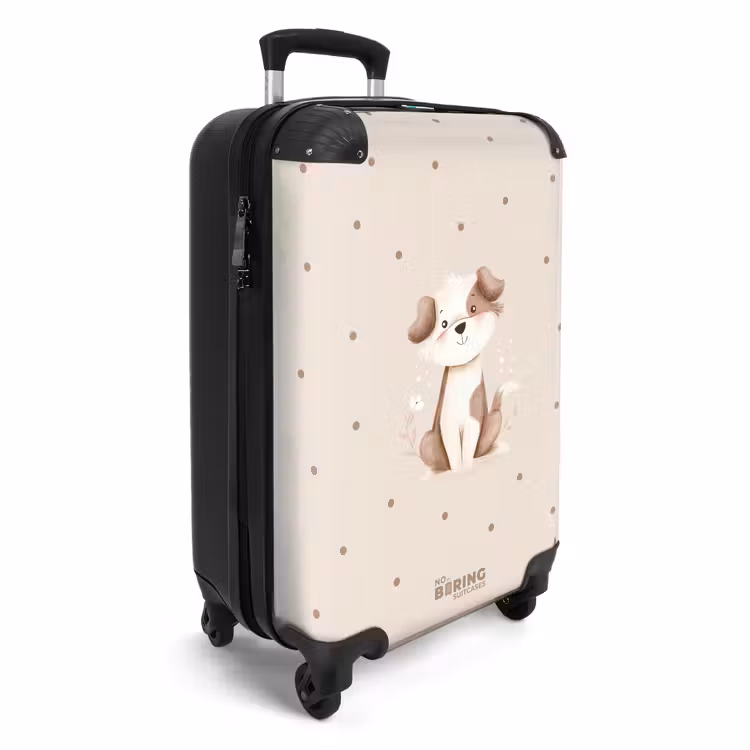 Suitcase - Dog puppy surrounded by brown dots — 2