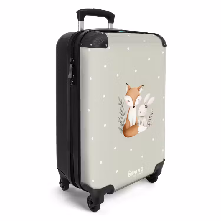 Suitcase - Fox and rabbit surrounded by green leaves and dots — 2