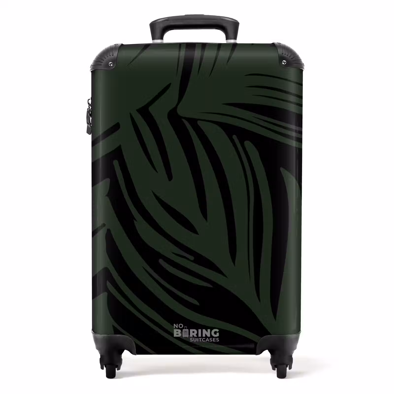 Suitcase - Large leaves in black with dark green — 1