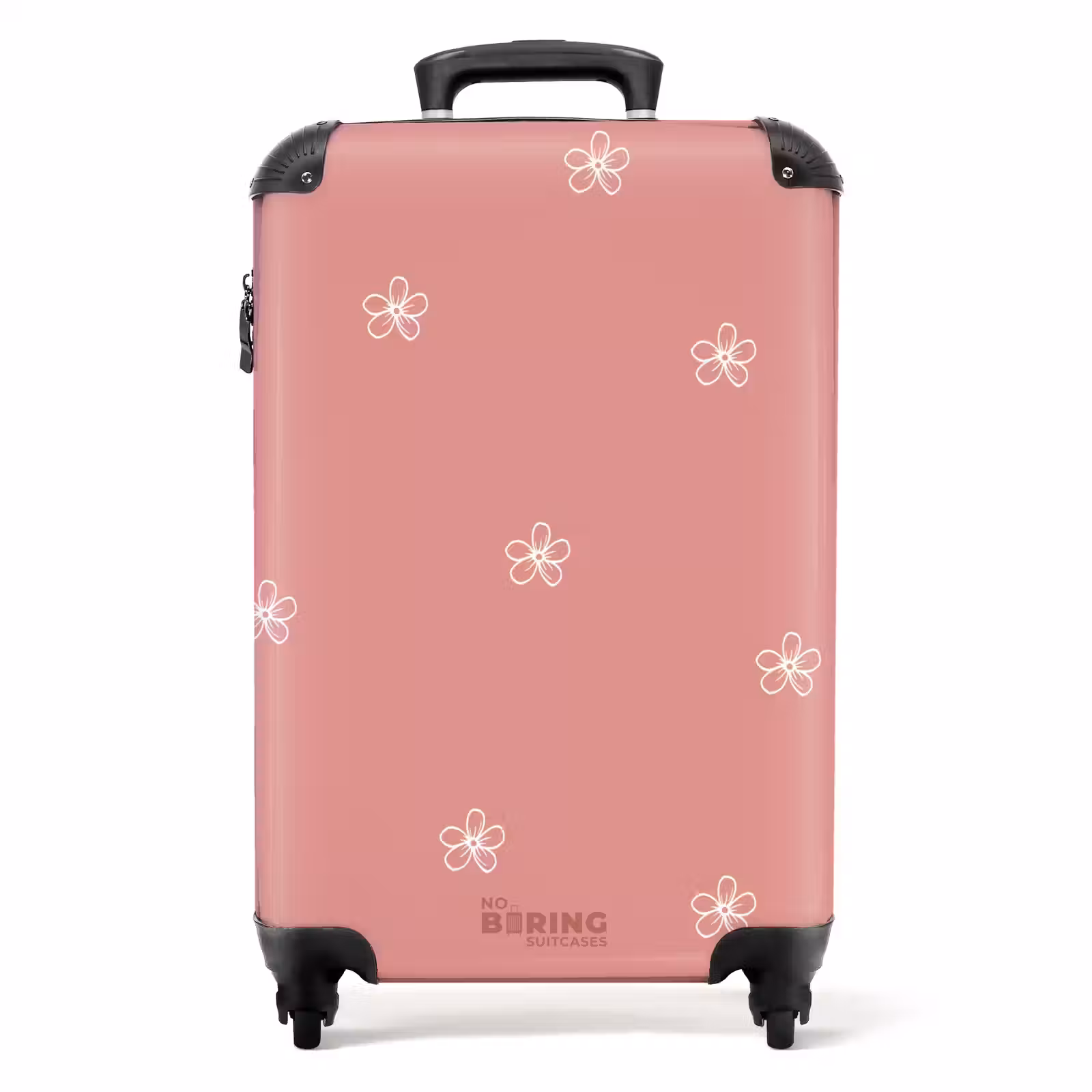 Suitcase - Pink background with white flowers — 1