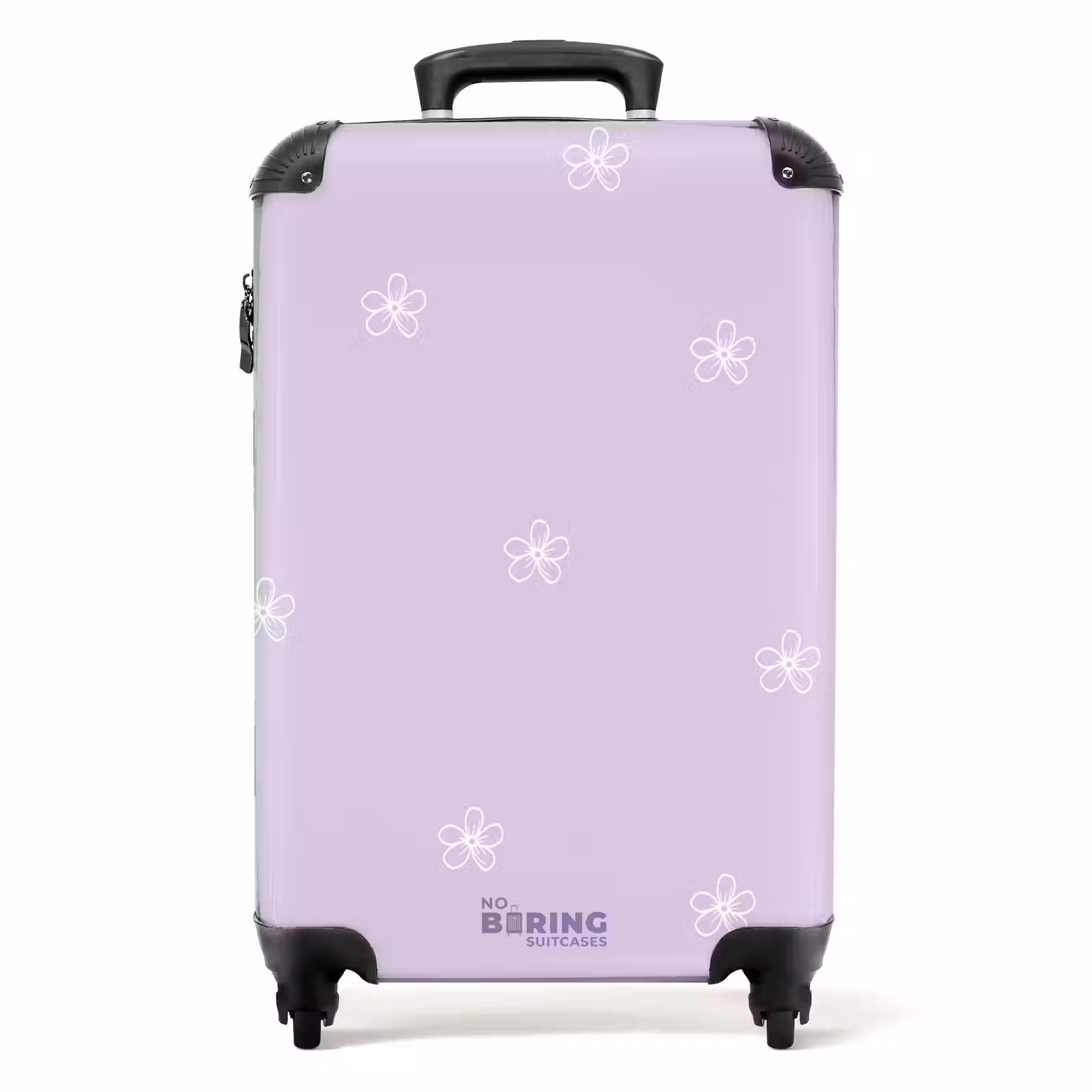 Suitcase - Purple background with white flowers — 1