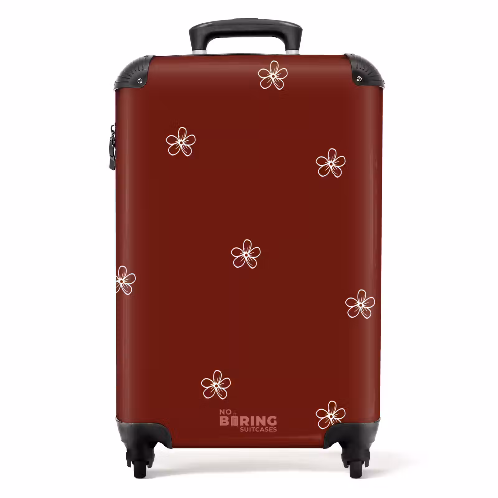 Suitcase - Red background with white flowers — 1