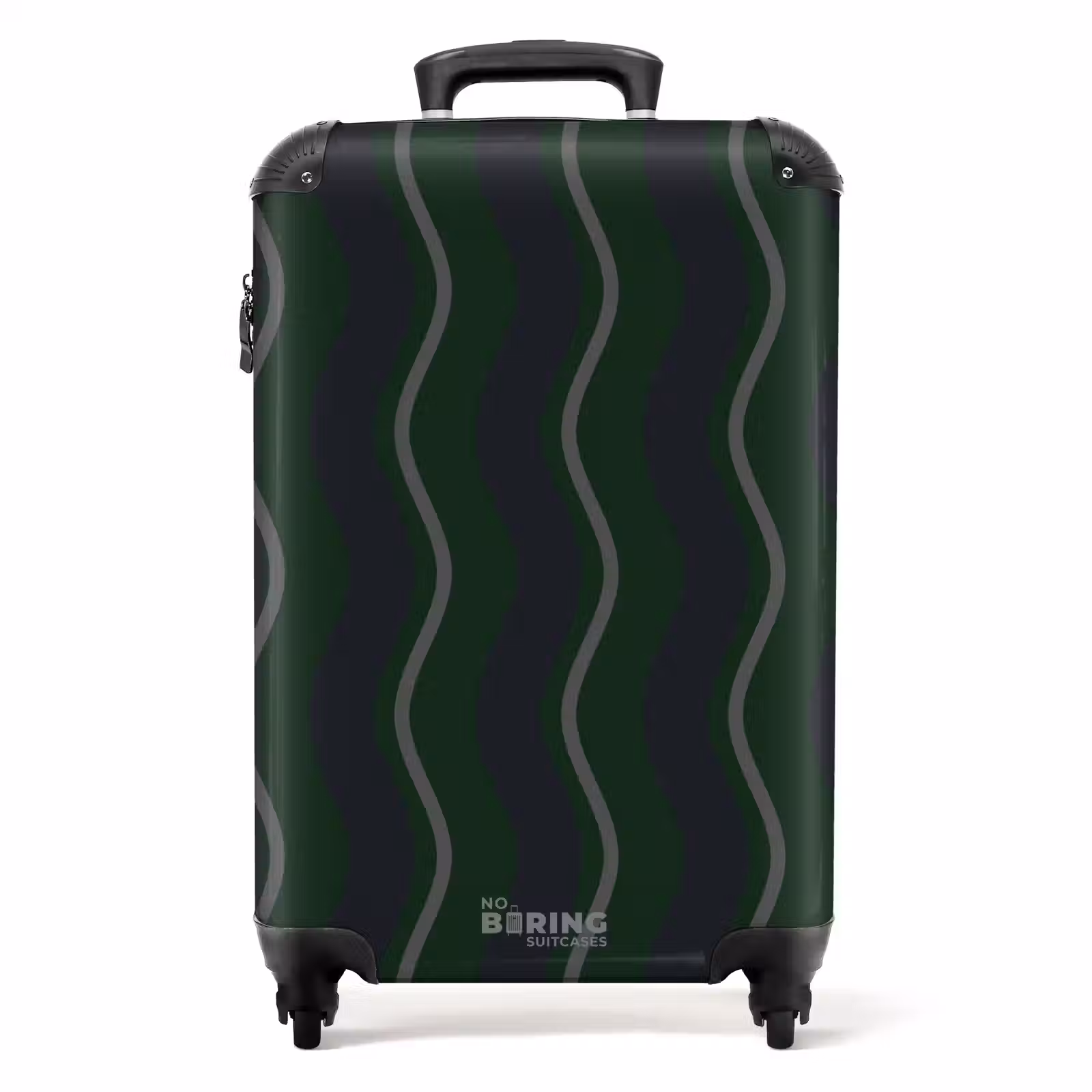 Suitcase - Wavy stripes in green with gray — 1