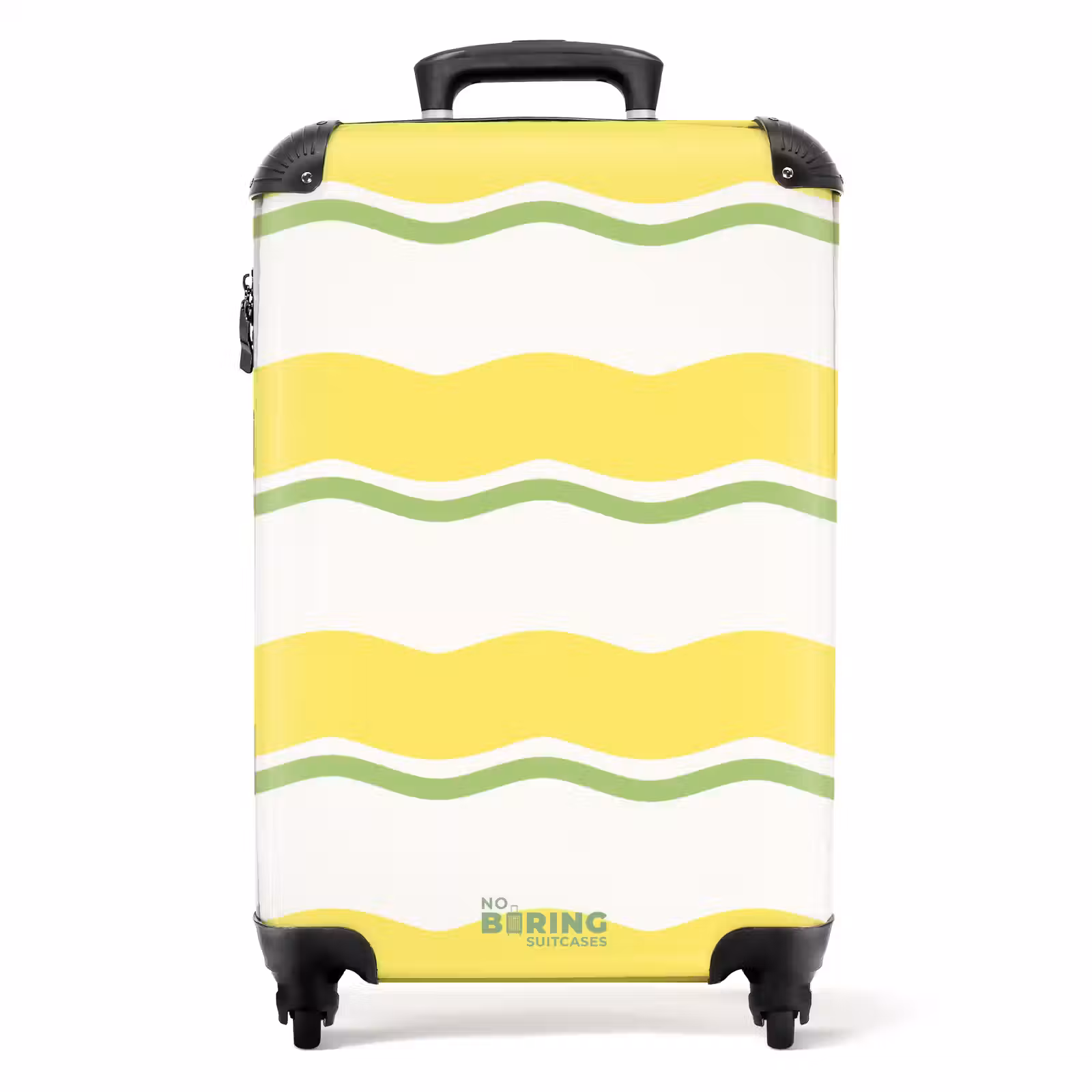 Suitcase - Wavy stripes in yellow with green — 1