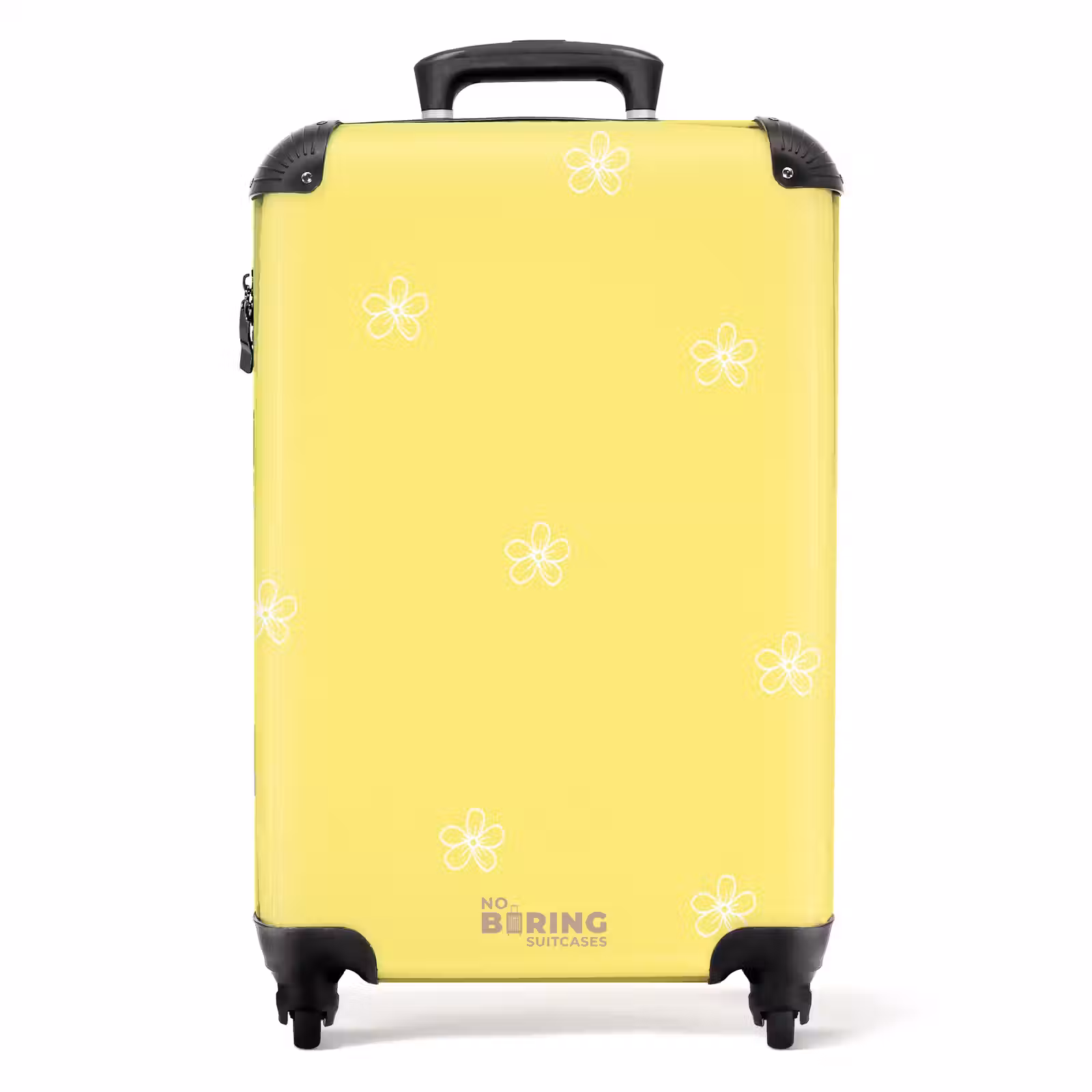 Suitcase - Yellow background with white flowers — 1