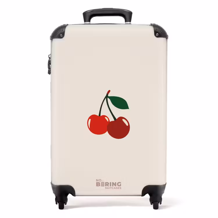 Suitcase - Cherry on beige background — 1